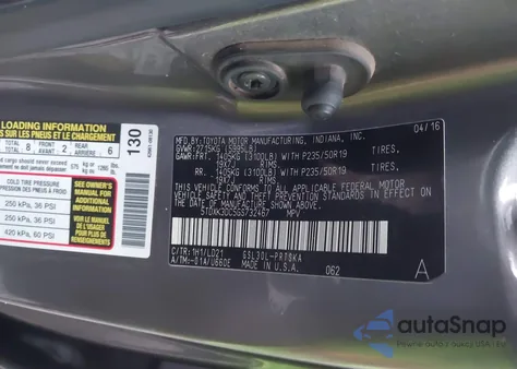 2016 Toyota Sienna Se Premium 8 Passenger z USA, uszkodzony, nr VIN 5TDXK3DC5GS732467